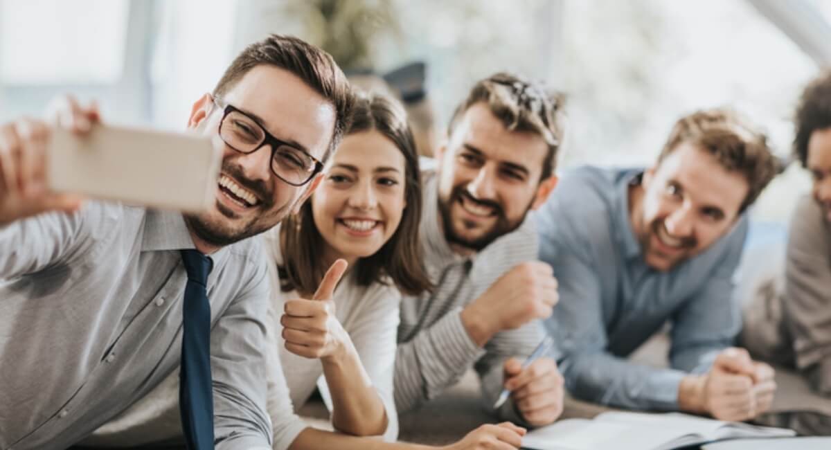 Young adults taking a selfie